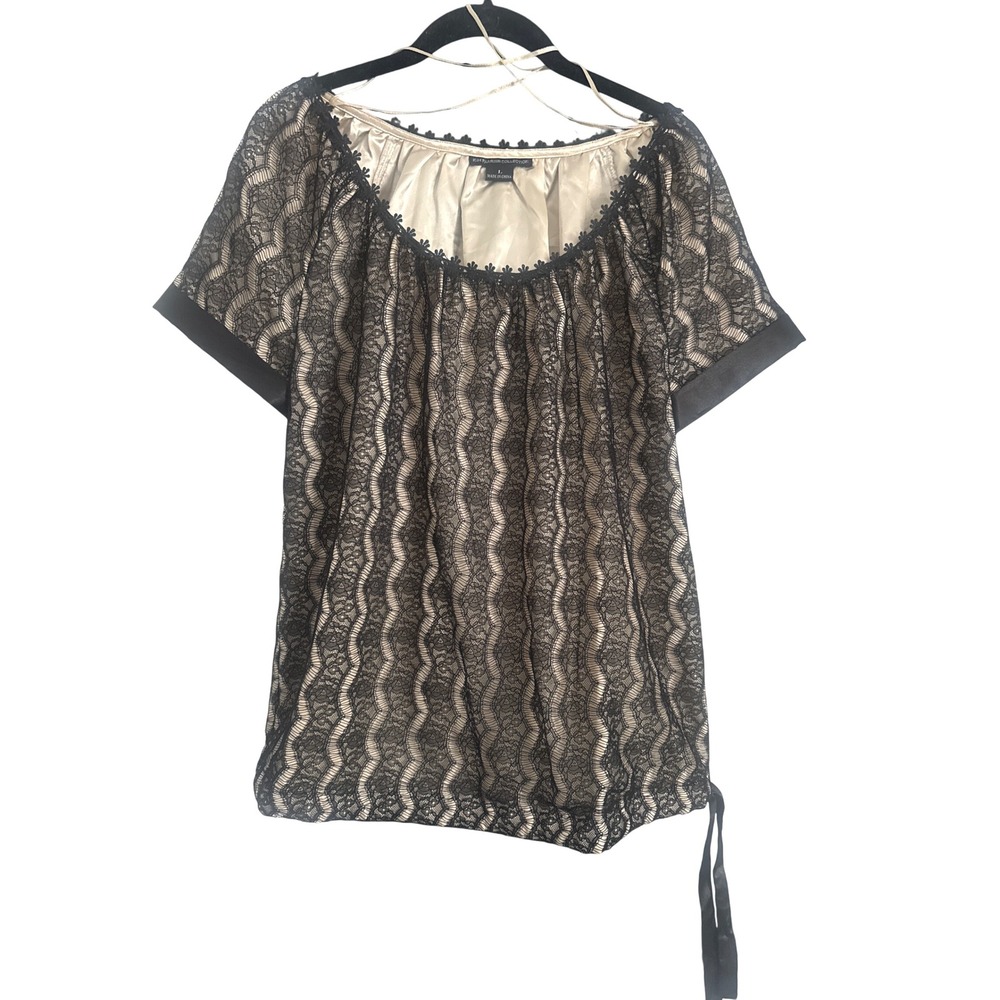 Kim Parrish Collection Women's L Black Lace Party Blouse Top Lined NWOT